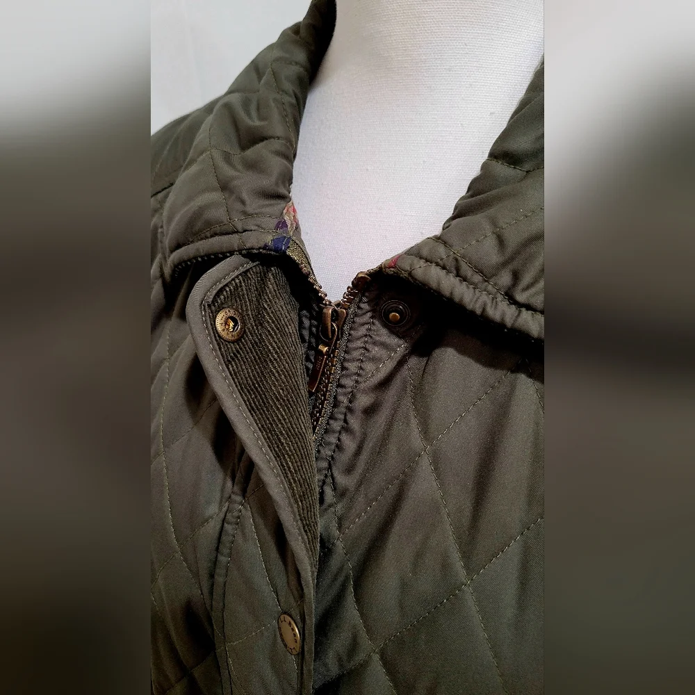 L.L. Bean Quilted Winter Coat Olive Green | Warm Outdoor Jacket | Size XL - Picture 3 of 4